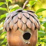 Zaer Ltd International Pre-Order: 65.25" Tall Acorn Shaped Copper Finish Birdhouse Stake ZR193149 View 4