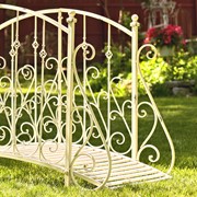 Zaer Ltd International Pre-Order: 5ft. Long Antique Style Iron Garden Bridge in Ant. White "Paris 1968" ZR140960-AW View 4