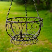 Zaer Ltd International Pre-Order: 28.35" Long Hanging Iron Basket Planter in Antq. Bronze "Paris 1968" ZR180315-BZ View 4