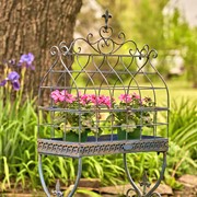 Zaer Ltd. International Pre-Order: 42.5" Tall Vintage Style Iron Cage Plant Stand in Blue "Paris 1968" ZR190422-BL View 4