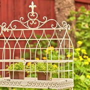 Zaer Ltd. International Pre-Order: 42.5" Tall Iron Cage Plant Stand in Antique White "Paris 1968" ZR190422-AW View 4
