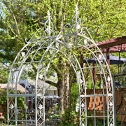 Zaer Ltd. International "Philadelphia" 8.5ft. Tall Iron Garden Arch Decoration in Antique White ZR190429-AW View 4