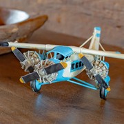Zaer Ltd. International Metal Model Airplane Decor in Blue and Cream RD204155-BL View 4