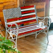 Zaer Ltd. International "Proud to Be an American" Flag Iron Garden Bench ZR190028 View 4