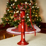 Zaer Ltd. International 31" Tall Old Style Red Iron Water Pump with "Merry Christmas" Sign & Bluebirds ZR190271 View 4