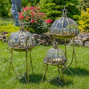 Zaer Ltd International Pre-Order: Set/3 Glass Dome Terrariums with Iron Stand in Gold "Marseilles 1792" ZR530995-FGS View 4