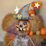 Zaer Ltd. International 42.5" Tall Metal Pumpkin Witch with Owl Candy Holder ZR190341 View 4