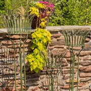 Zaer Ltd. International Pre-Order: Set of 3 Standing Iron Pedestal Plant Stands in Antique Green ZR170743-GR View 4
