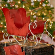 Zaer Ltd International Set of 2 Victorian Style Red Iron Sleighs ZR180517-SET View 4