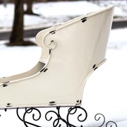 Zaer Ltd International Pre-Order: 25" Tall Metal Holiday Sleigh Decoration in Antique White ZR180414-AW View 4