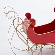 Zaer Ltd International Pre-Order: 25" Tall Metal Holiday Sleigh Decoration in Antique Red ZR180414-RD View 4