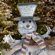 Zaer Ltd. International Pre-Order: S/2 Galvanized Cookie Cutter Snowmen with Christmas Trees & Reindeer ZR190301-SET View 4
