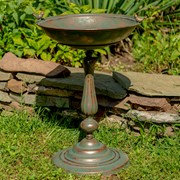 Zaer Ltd International 28.75" Tall Round Pedestal Birdbath with Bird Details in Copper-Bronze ZR181173-CB View 4