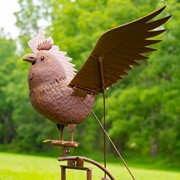 Zaer Ltd International 81.5" Tall Large Iron Rocking Rooster Garden Stake "Carlos" ZR183067 View 4