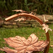 Zaer Ltd International Pre-Order: 29" Tall Antique Copper Maple Leaf Birdbath with Birds ZR180154-CP View 4