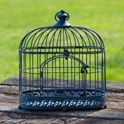 Zaer Ltd International Pre-Order: Set of 2 Iron Bird Cage Decorations in Antique Blue ZR190546-BL View 4
