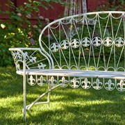 Zaer Ltd International "La Rochelle - Paris 1968" Iron Garden Bench with Curved Back in Antique White ZR191170-AW View 4