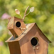 Zaer Ltd. International 75.2" Tall Large Double-Hole Birdhouse Stake with A-Frame Roof in Antique Copper ZR200249-CP View 4