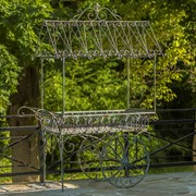 Zaer Ltd. International 7.9ft. Tall Antique Style Iron Flower Cart in Verdi Green "Paris 1968" ZR154079-VG View 4