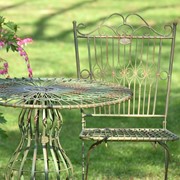 Zaer Ltd International Pre-Order: 3-Piece Metal Bistro Set with Folding Chairs & Round Table in Green ZR191499-GRS View 4