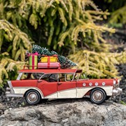 Zaer Ltd. International 1940's Vintage Style Wagon with Christmas Tree and Gifts in Red ZR191868 View 4