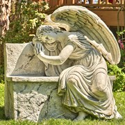 Zaer Ltd International 35" Tall Magnesium Napping Angel on Bench in Antique Grey "Seraphina" ZR229035-GY View 4
