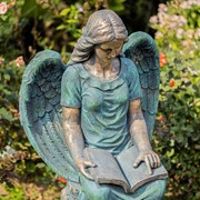 Zaer Ltd International 46" Tall Sitting Magnesium Angel Statue Reading Book in Antique Bronze "Dina" ZR232746-BZ View 4