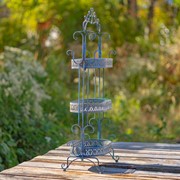 Zaer Ltd International Pre-Order: 43" Tall Three Tier Iron Plant Stand in Antique Blue ZR180978-BL View 4