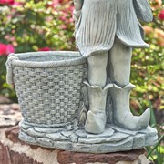 Zaer Ltd International 30" Tall Magnesium Fairy Garden Statue with Basket in Antique White "Oliver" ZR341730-AW View 4