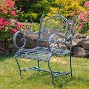 Zaer Ltd International Pre-Order: "Stephania" Victorian-Style Iron Garden Armchair in Antique Blue ZR090518-BL View 4