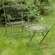 Zaer Ltd. International Pre-Order: "Stephania" Victorian-Style Folding Iron Garden Table in Antq. Green ZR090519-GR View 4