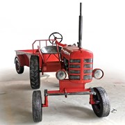 Zaer Ltd. International Pre-Order: 12.5 Ft. Long Large Red Metal Tractor with Cart "The Chesney" ZR534480-RD View 4