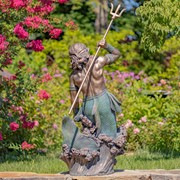 Zaer Ltd. International Pre-Order: 48" Magnesium Merman Garden Statue Throwing Trident - Bronze "Scotty" ZR343048-BZ View 4