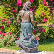 Zaer Ltd. International Pre-Order: 50" Tall Magnesium Merman Statue Holding Trident in Bronze "Roberto" ZR343149-BZ View 4