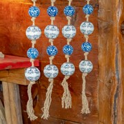 Zaer Ltd. International 74" Long Porcelain Tsugo Ball Garland in Navy, Blue, & White "Kairi" ZR088208 View 4