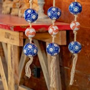 Zaer Ltd. International 74" Long Porcelain Tsugo Ball Garland in Burnt Orange & Blue "Kimi" ZR088212 View 4