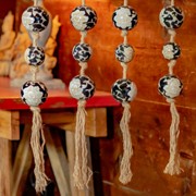 Zaer Ltd. International 74" Long Porcelain Tsugo Ball Garland in Black & White "Chihiro" ZR088213 View 4