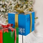 Zaer Ltd. International Set of 3 Assorted Christmas Gift Boxes with Snowflake Cutouts Garden Stakes ZR210607-SET View 4