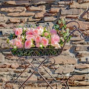 Zaer Ltd. International Pre-Order: Two Tier Iron Flower Push Cart in Antique Bronze "Odesa 1794" ZR160260-BZ View 4