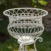 Zaer Ltd. International Set of 2 Standing Iron Basket Plant Stands in Antique White "London 1820" ZR191035-AW View 4