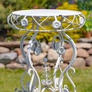 Zaer Ltd. International 25.2" Tall Round Iron Table with Aster Flower Accents "Copenhagen 1843" ZR200520-AW View 4