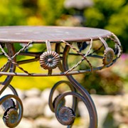 Zaer Ltd. International 25.2" Tall Round Iron Table with Aster Flower Accents "Copenhagen 1843" ZR200520-BZ View 4