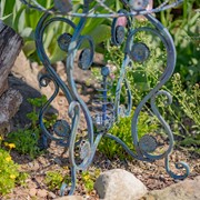 Zaer Ltd. International 25.2" Tall Round Iron Table with Aster Flower Accents "Copenhagen 1843" ZR200520-BL View 4
