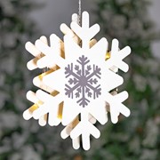 Zaer Ltd International Set of 3 Assorted Hanging Iron Snowflakes with LED Backlights ZR210467-SET View 4