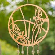 Zaer Ltd. International Set of 6 Asst. Circular Copper Wind Chimes with Nature Scenes & Bell ZR122131-SET View 4
