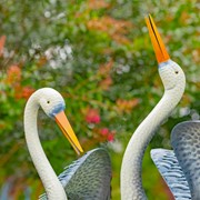 Zaer Ltd. International Set of 2 51" Tall White Neck Blue-Grey Heron Garden Figurines with Spread Wings ZR217086-SET View 4
