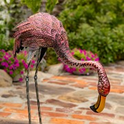 Zaer Ltd. International Set of 4 Metallic Pink Flamingo Garden Figurines in Assorted Styles ZR218218-SET View 4