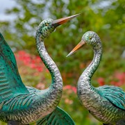 Zaer Ltd. International Set of Two 41.5" Tall Stylized Silver-Teal Metallic Crane Garden Figurines ZR218219-SET View 4