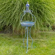 Zaer Ltd. International Pre-Order: 45" Tall Blue Iron Birdbath with Ceramic Sailor Ball Accent "Mizu" ZR200534-BL View 4