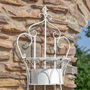 Zaer Ltd. International Set of Dual Wall Hanging Iron Basket Planters in Antique White "Copenhagen 1843" ZR200536-AW View 4